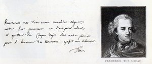 Frederick Suuren, Preussin kuninkaan, käsiala ja allekirjoitus (kynä ja muste paperille) tekijältä Unbekannt