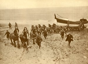 Pelastusveneen vetäminen, 1930. tekijältä Unbekannt