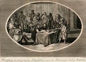 Henry III, jonka Pembroken jaarli esitteli paroneille, 1216 1793 tekijältä Unbekannt