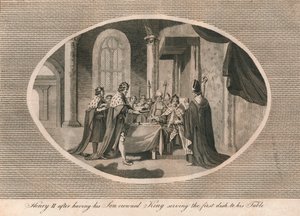 Henrik II, kruunattuaan poikansa kuninkaaksi, tarjosi ensimmäisen annoksen pöytäänsä, 1170 1793 tekijältä Unbekannt