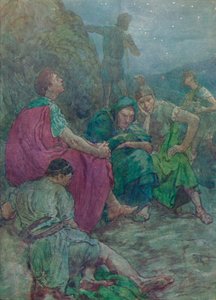 Täällä, jyrkkien kallioiden suojassa, hän istui lepäämään, c1912 1912 tekijältä Unbekannt