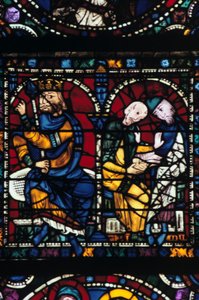 Herodes ja hänen neuvonantajansa, lasimaalaus, Chartresin katedraali, Ranska, 1145-1155 tekijältä Unbekannt