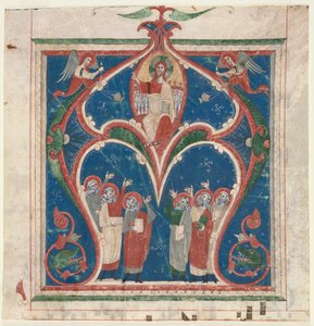Historioitu alkukirjain A Poistettu antifonaasta: Kristus Majesteetissa profeettojen kanssa, n. 1280-1300. tekijältä Unbekannt