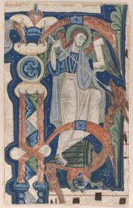 Historioitu alkukirjain P Poistettu kuorokirjasta: St. Michael and the Dragon, 1200-luvun alku. tekijältä Unbekannt