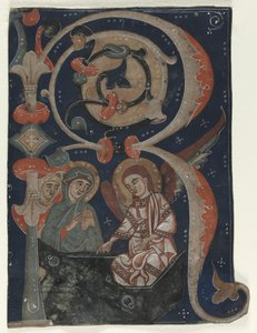 Historioitu alkukirjain R Poistettu asteittaisesta: Kolme Mariaa haudalla, n. 1200-1230. tekijältä Unbekannt