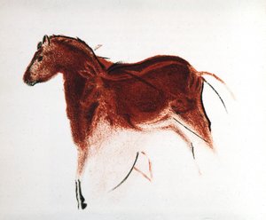 Hevonen ja Hind, paleoliittinen luolamaalaus Altamirasta, Etelä-Espanjasta, n. 16 000-9000 eaa. tekijältä Unbekannt