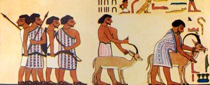 Kuinka muinainen egyptiläinen maalasi israelilaisten tulemisen Egyptiin, n. 1930. tekijältä Unbekannt