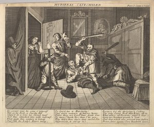 Hudibras katekisoitu levy 9: Kuvituksia Samuel Butlersille Hudibras, 1725-30. tekijältä Unbekannt