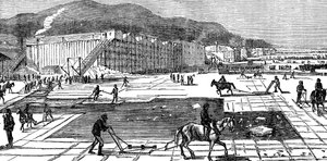 Jään kerääntyminen Hudson-joella lähellä New Yorkia, Yhdysvalloissa, 1875 tekijältä Unbekannt