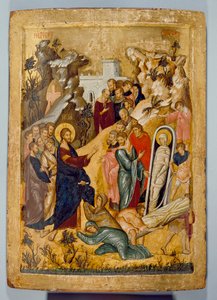 Lasaruksen herättämisen ikoni, 1300-1400-luku tekijältä Unbekannt