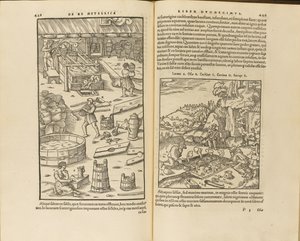 Kuvitus Georgius Agricolan teoksesta De re metallica libri XII, 1556 tekijältä Unbekannt