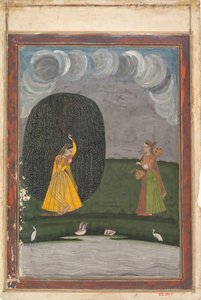 Kuvitus Ragamala Series of Musical Modes -seppeleestä, 1700-luvun loppu. tekijältä Unbekannt