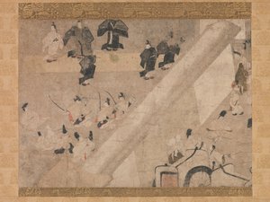 Keisarillinen vierailu Suureen hevoskilpailuun Kaya-no-in Mansionissa..., 1200-1300-luvulla. tekijältä Unbekannt