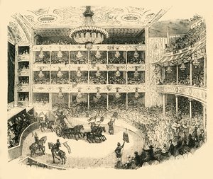 Astleys Amphitheaterin sisätilat 1843, n. 1878. tekijältä Unbekannt