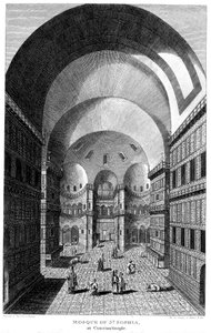 Hagia Sofian sisustus, Konstantinopoli, kaiverrus, 1815 tekijältä Unbekannt