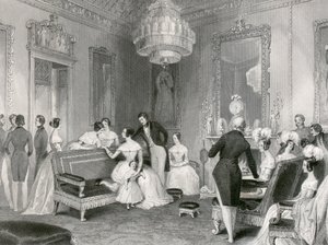 Keltaisen olohuoneen sisustus, Buckinghamin palatsi, Lontoo, 1840 tekijältä Unbekannt