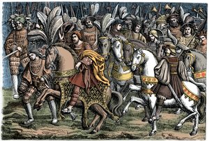 Franciscus I:n ja Henrik VIII:n haastattelu kultakankaalla, 1520, 1870. tekijältä Unbekannt