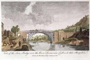Rautasilta Severnin yli Ironbridgessä, Coalbrookdalessa, Englannissa, rakennettu 1779 tekijältä Unbekannt