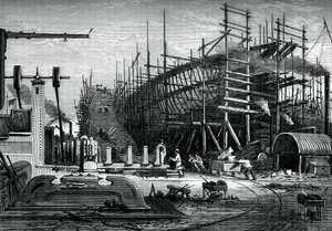 Rautalaiva, Messrs Samudasin telakka, Isle of Dogs, Lontoo, vuosi 1880 tekijältä Unbekannt