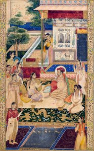 Jahangir ja prinssi Khurram Nur Jahanin kanssa, c1624-1625 tekijältä Unbekannt