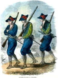 Japanilaiset sotilaat Yokohamassa, Japanissa, 1865 tekijältä Unbekannt