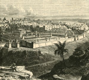 Jerusalem Jeesuksen Kristuksen aikana, näyttää temppelin Herodes Suuren ennallistamana, 1890. tekijältä Unbekannt