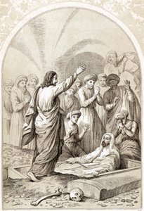 Jeesus herättää Lasaruksen haudasta, n. 1880 tekijältä Unbekannt