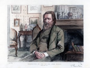 John Ruskin 1819-1900, englantilainen kriitikko, kirjailija, runoilija ja taiteilija, 1886 tekijältä Unbekannt