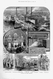 Joseph Crosfield and Sonsin saippuatehdas Bank Quayssa, Warringtonissa, Cheshiressä, 1886 tekijältä Unbekannt