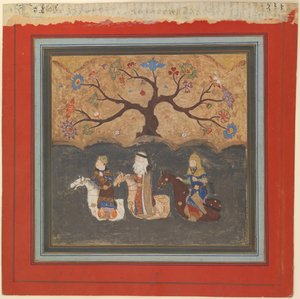 Kai Khusrau, Farangis ja Giv Jihun Oxus -joen ylittäminen, Folio 1400-luvun puolivälistä. tekijältä Unbekannt