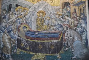 Kariye Camii (St Sauveur In Chora -kirkko) fresko: Dormition (Marian kuolema), Istanbul, Turquie tekijältä Unbekannt
