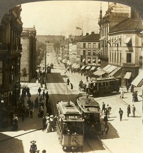 Karl Johan Street, W.N.W. kuninkaalliseen palatsiin, Christiania, Norja, n. 1905. tekijältä Unbekannt