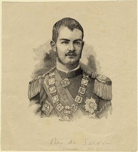 Serbian kuningas Aleksandar 1876-1903, n. 1889 tekijältä Unbekannt