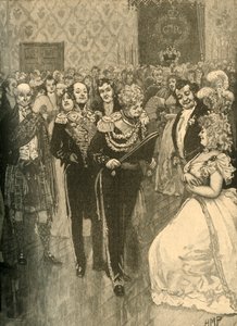 Kuningas Yrjö IV pitelee patoa Holyrood Palacessa Edinburghissa, 1822 c1890. tekijältä Unbekannt