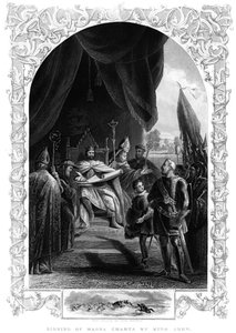 Kuningas Johannes 1167-1216 allekirjoitti Magna Cartan Runnymedessa, 1215 tekijältä Unbekannt