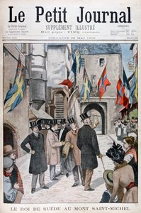 Ruotsin kuningas Oscar II vierailee Mont Saint-Michelissä, Normandiassa, Ranskassa, 1902 tekijältä Unbekannt