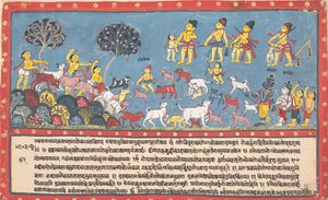 Krishna, Balarama ja lehmänpaimenet... hajallaan olevasta Bhagavata Puranasta..., 1800-1825. tekijältä Unbekannt