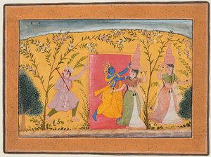 Krishna Täsmälleen maksun Milkmaidsilta, Bhagavata Puranalta, n. 1600. tekijältä Unbekannt
