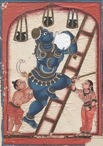 Krishna varastaa rahkaa, 1700-luvun loppu. tekijältä Unbekannt