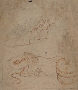 Krishna kukistaa käärme Kaliyan Yamuna-joessa..., n. 1780. tekijältä Unbekannt