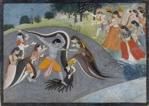 Krishna Subadung Kalia, Käärmedemoni: Folio Bhagavata Purana -sarjasta, n. 1785. tekijältä Unbekannt