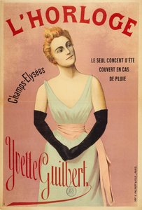 Kello: Yvette Guilbert, noin 1890-1895. tekijältä Unbekannt