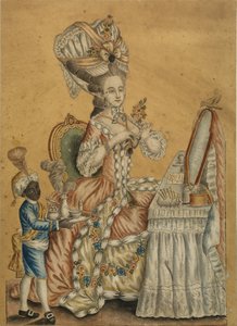 Nainen wc:ssä mustan pojan kanssa, 1770-luku tekijältä Unbekannt