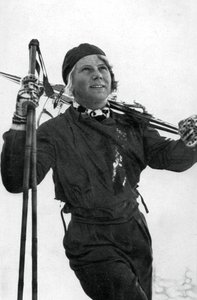 Laila Schou-Nilsen, norjalainen hiihtäjä, talviolympialaiset, Garmisch-Partenkirchen, Saksa, 1936 tekijältä Unbekannt