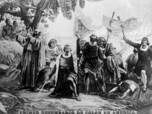 Kolumbuksen maihinnousu Amerikassa, 1400-luku, 1920-luku tekijältä Unbekannt