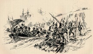 Sir Ralph Abercrombyn ja brittiläisten joukkojen maihinnousu Aleksandriassa, 1801, 1884 tekijältä Unbekannt