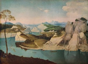 Maisema: joki vuorten keskellä, c1600 tekijältä Unbekannt