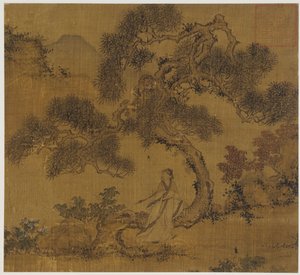 Maisema: mies männyn alla, Ming-dynastia, 1368-1644. tekijältä Unbekannt