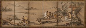 Maisema: Bamboo Groven seitsemän viisasta, Momoyama-kausi, 1568-1615. tekijältä Unbekannt