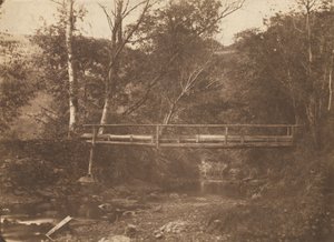 Maisema puilla ja sillalla, c. 1850. tekijältä Unbekannt